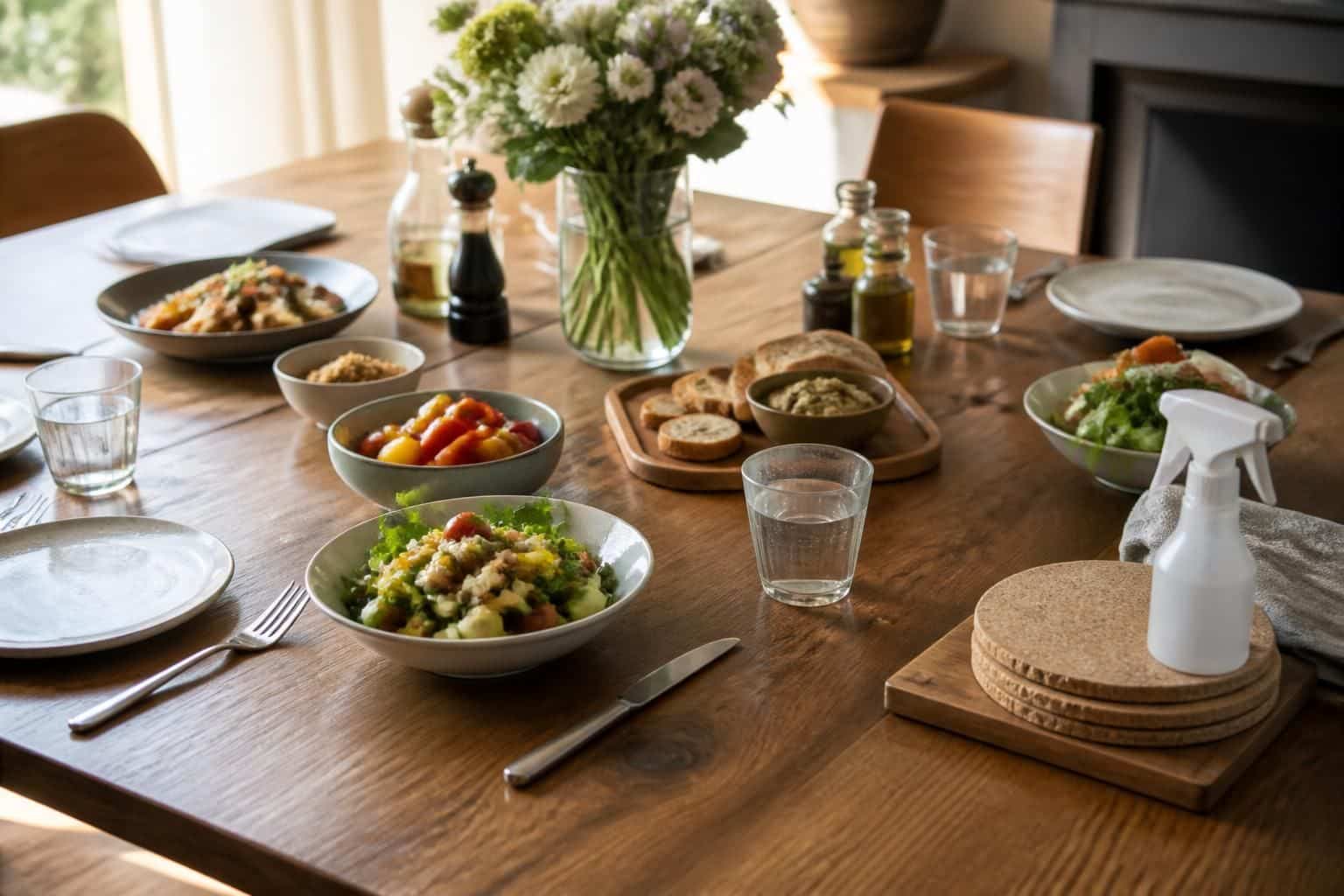 découvrez des conseils pratiques pour manger sur une table en bois sans nappe tout en la protégeant et en l'entretenant efficacement.